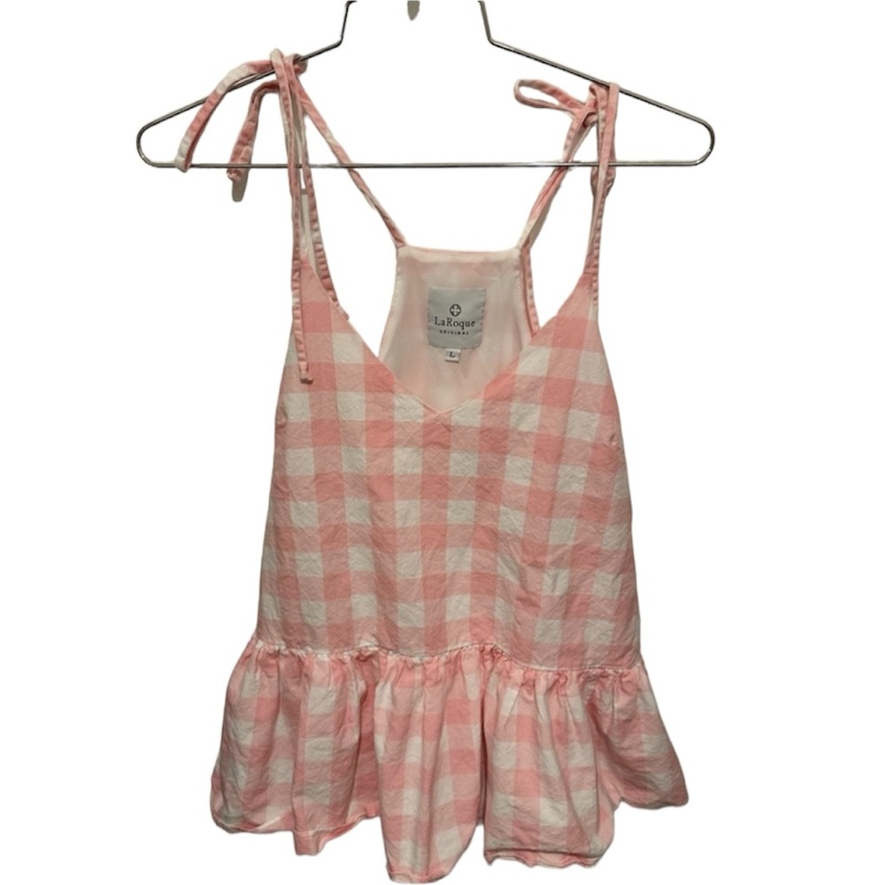 La Roque beautiful pink check spaghetti strap large
